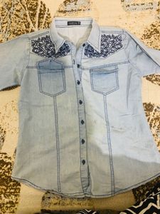 Denim Embroidery Shirt Women