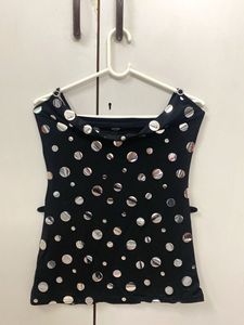 Polka Dot Tank Top with Owl Neck