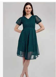 Flowy Blue Swiss Dot Midi Dress