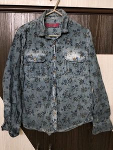 Denim Wash Floral Shirt