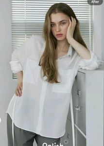 New With Tag Baggy White Korean Shirt