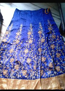Blue Embroidered Lehenga Skirt