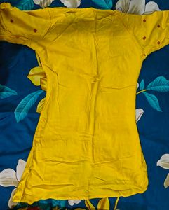 Yellow Embroidered Kurti