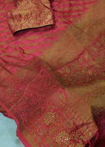 Elegant Red &amp; Gold Saree with Blouse
