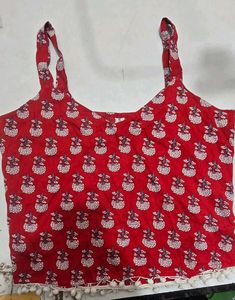 Red Printed Tank Top