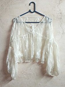 Oversized See-through Fashion Crop Top Sheer