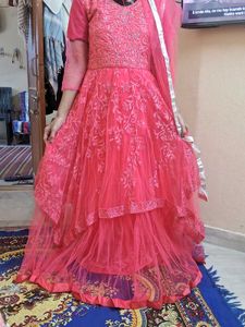 Elegant Pink Embroidered Anarkali Suit