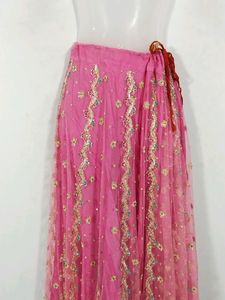 Coral Pink Embroidery Printed Skirt (Women)