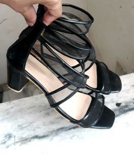 Black Mesh Heels