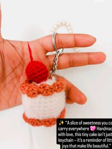 Handmade Crochet  Cake keychain 🎂