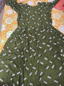Olive Floral Print Dress