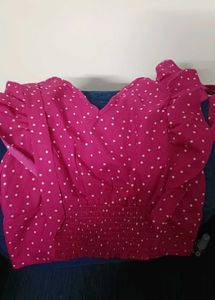 Pink Polka Dot Crop Top