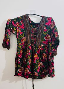 Vibrant Floral Bohemian Tunic Top