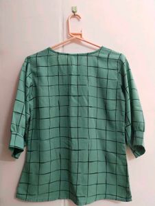 Mint Green Checkered Blouse