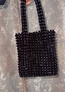 Black Beaded Hand Bag