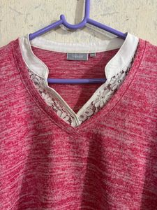 Pink V-Neck Layered Top