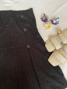 Striped Button Skirt