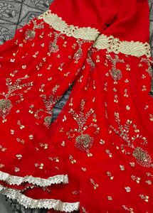 Red Embellished Fabric