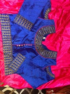Cotton Silk, Blend, Rose And Dark Blue Colour