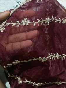 Maroon Floral Dupatta