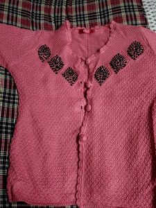 Pink Embroidered Cardigan
