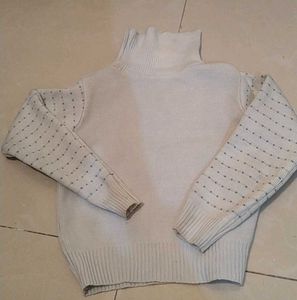 Trendy Woolen High Neck Top &amp; Skirt For Girl Kid
