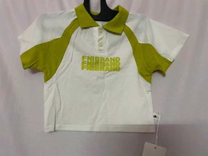 unisex Stylish White &amp; Yellow Polo