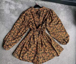 Topshop Disty Floral Print Long Sleeve Playsuit
