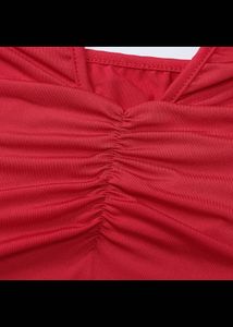 Red Plunging Neck Dress
