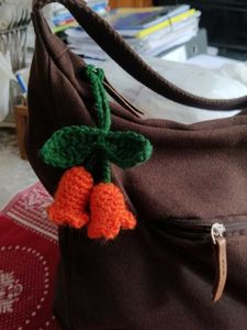 Orange Crochet Lily Of The Valley Keychain