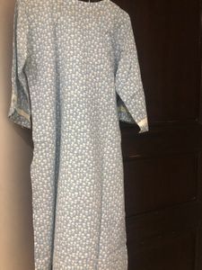 Beautiful Blue Flower Print Kurti With Bell sleave