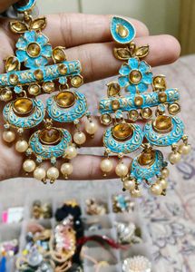 Blue &amp; Gold Earrings