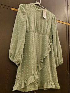 Chic Sage Green Ruffle Mini Dress
