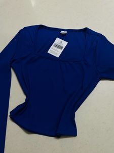 Square Neck Blue Lyric Top