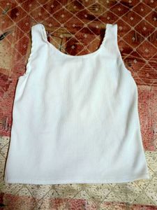 Basic White Ribbed Tank Top | Stretchable