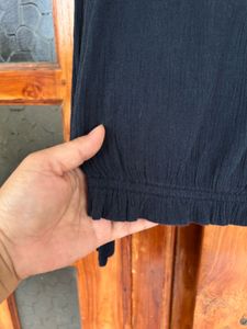 Hollister Navy Embroidered Blouse
