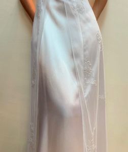 Elegant White Floral Embroidered Gown