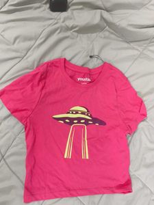 Pink Alien UFO Graphic Tee