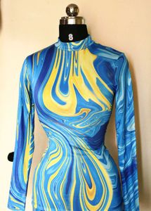 Urbanic Blue and Yellow Marble Dress