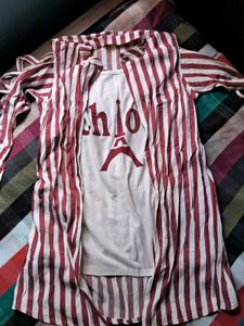 Striped Tee & Cardigan Set