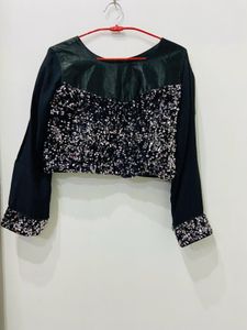 Sequin Embellished Blouse With Soft Chiffon saree