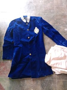 Velvet sherwani and blazer combo