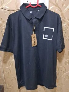 Stylish Black Revved Denim Polo