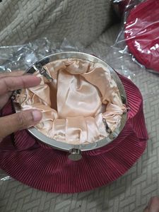 Pink Potli Clutch With Pearl Handle Big Size