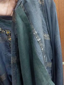 Cotton Hand Embroidered Kurta With Shiffon Dupatta