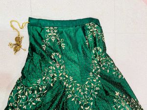 Dark Green Lehenga With Choli And Dupatta