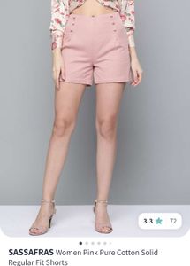 Pink Pure Cotton Solid Regular Fit Shorts