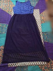 Elegant Blue Floral Dress Material