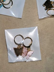 Set Of 5 Gold Plated Hoop Butterfly 🦋 Earrings