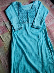 Sky Blue Colour Kurtii With Embroidery Design